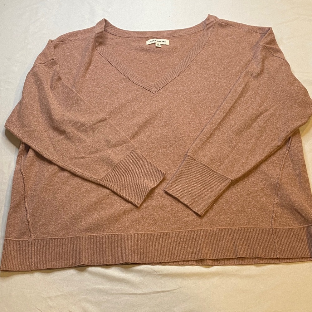 Lucky Brand V-Neck Sweater - Soft‎ Mauve-NWOT